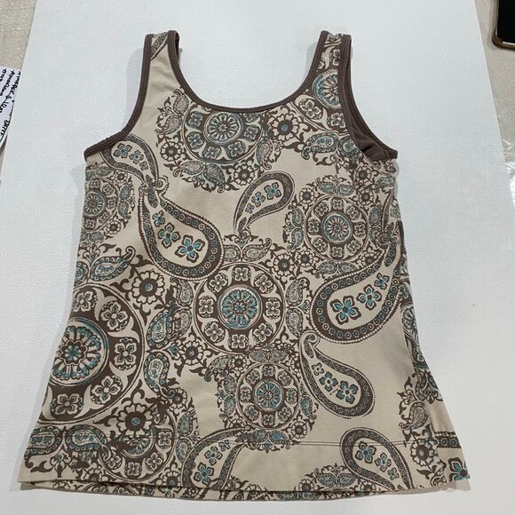 SB Active Women’s Tank Top Medium – Brown Paisley Print Athletic Top Yoga Workou - Picture 2 of 7